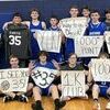Shown are members of the Tri-County Mustangs basketball team are showing support of their fellow player Derick Curtis for his 1000th point during a game last week against East Harrison in the Gilman City Tournament. Derick is a senior and shown in the back row. Team members are front row, left to right: Cale Turner, Landen Dodds, Zander Smith, Gabe Manning;
	Back row, Shane Russell, Tucker Curtis, Derick Curtis, Carter Fewins, Jerod Carter, William Terhune, Keaton Norman, Kayden Malott and Nathan Twitchell.