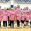 During halftime at the Elementary boys game on Monday night, the TC cheerleaders presented their routine with the mini cheerleaders. Students from Pre-K through 4th grade participated with the HS Cheer squad.